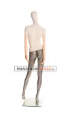 Manichino donna in tessuto sabbia con braccia in legno Z3