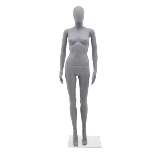 Noleggio manichino donna testa uovo in plastica - grigio