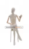 Manichino donna in tessuto con braccia in legno seduto - ex noleggio