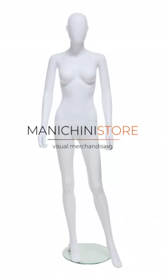 Manichino donna testa uovo in Ecoplastic - bianco