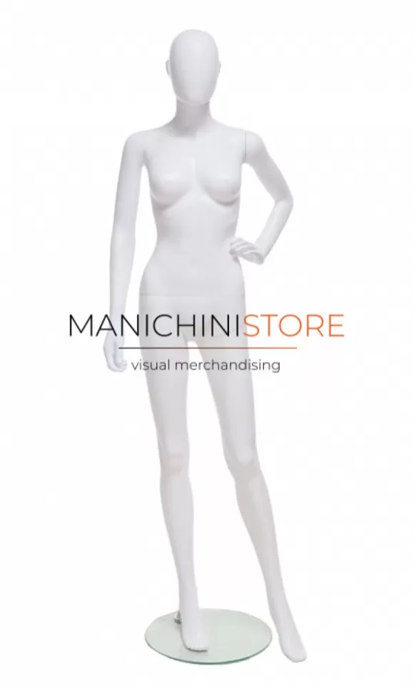 Manichino donna testa uovo in Ecoplastic - bianco