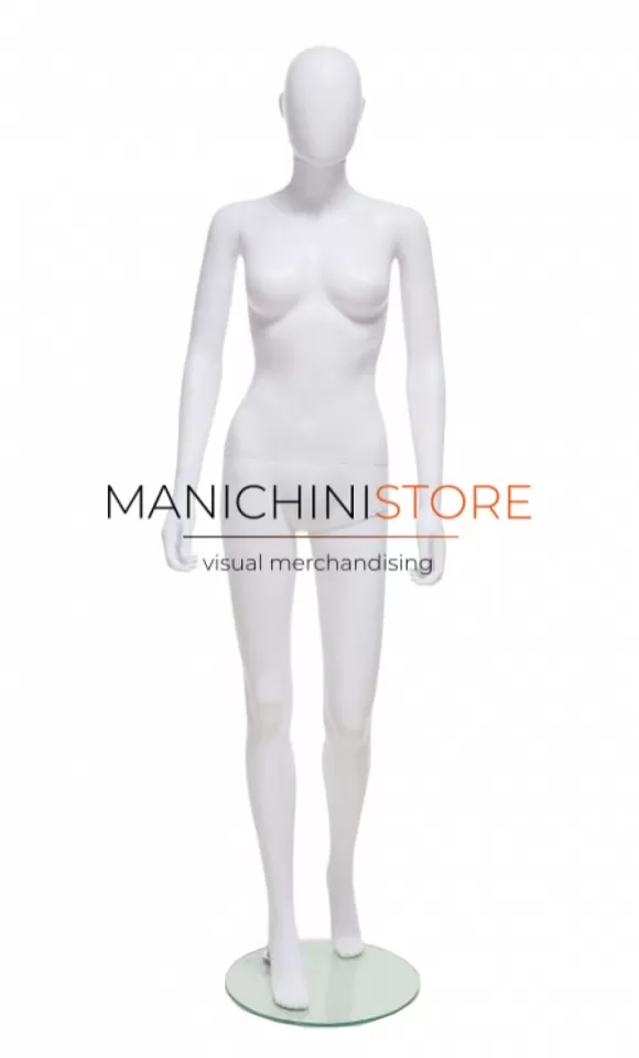 Manichino donna testa uovo in Ecoplastic - bianco