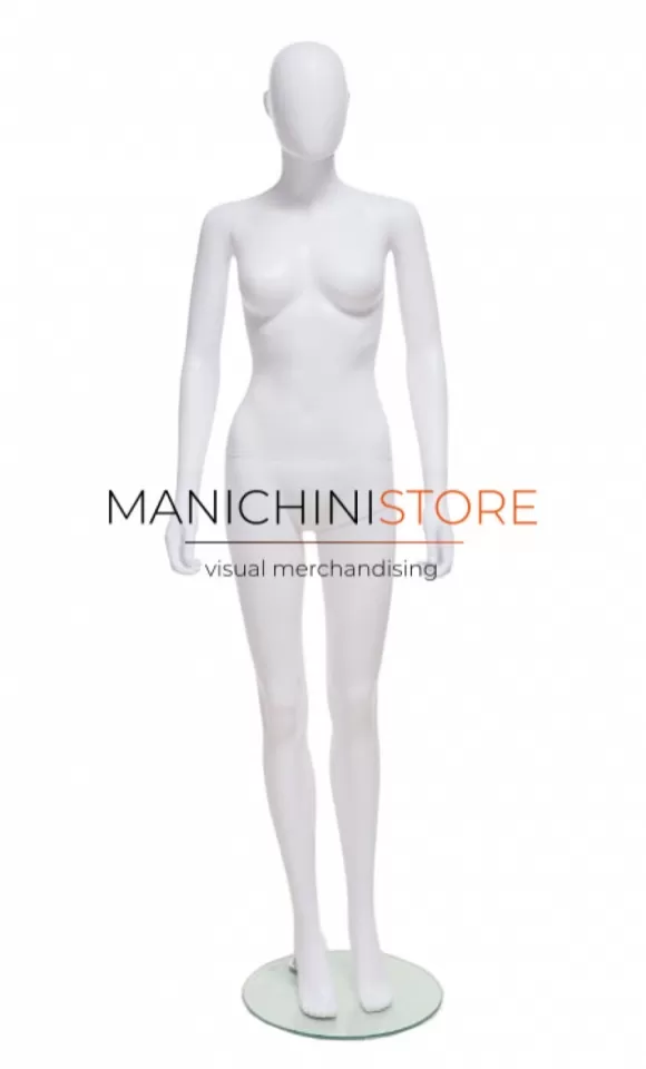 Manichino donna testa uovo in Ecoplastic - bianco