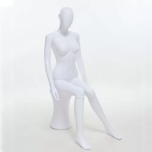 Manichino donna testa uovo in Ecoplastic - bianco seduto