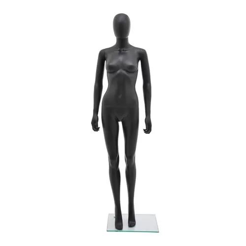 Manichino donna testa uovo in plastica nero opaco 6