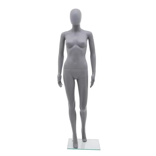 Manichino donna testa uovo in plastica grigio opaco 2