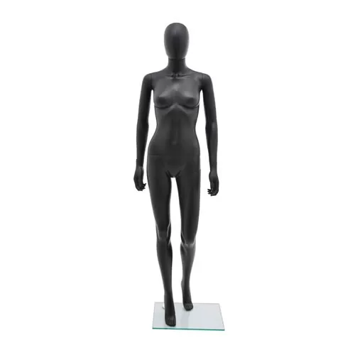 Manichino donna testa uovo in plastica nero opaco 2