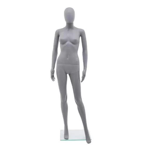 Manichino donna testa uovo in plastica grigio opaco 1