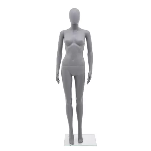Manichino donna testa uovo in plastica grigio opaco 6