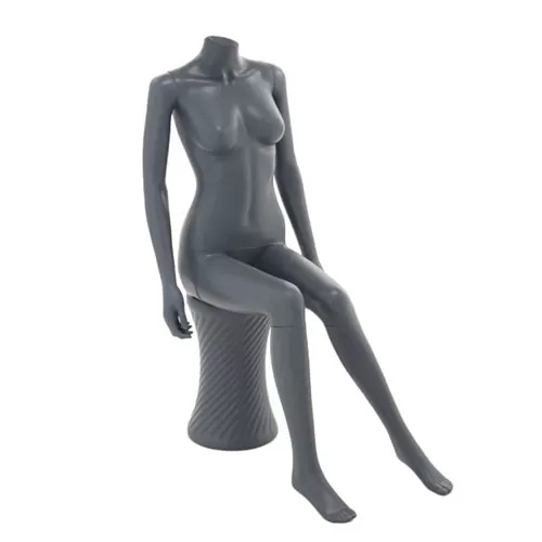Manichino donna senza testa in Ecoplastic - antracite seduto