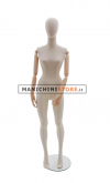 Manichino donna in tessuto Sabbia con braccia in legno