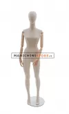 Manichino donna in tessuto Sabbia con braccia in legno