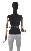 Manichino donna in tessuto Nero con braccia in legno