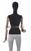 Manichino donna in tessuto Nero con braccia in legno