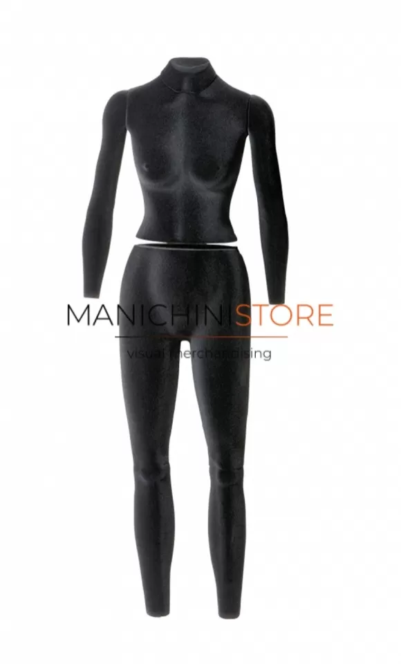 Manichino donna appeso, snodato e invisibile - velluto nero