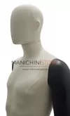 Noleggio manichino uomo testa uovo in Ecoplastic - grigio antracite rivestito in lino