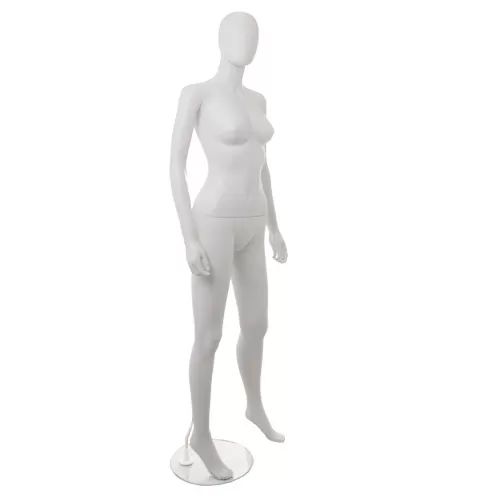 Manichino donna testa uovo in plastica bianca