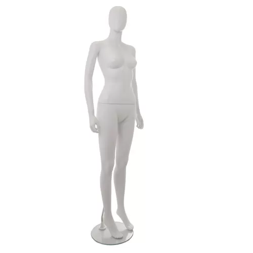 Manichino donna testa uovo in plastica bianca