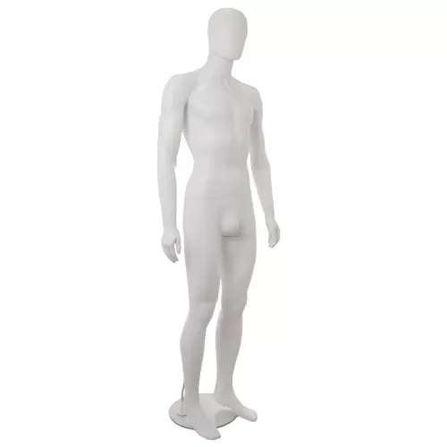 Manichino uomo testa uovo in plastica bianca