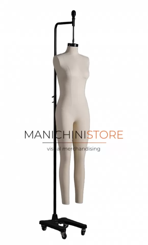 Manichino donna sartoriale in lino "Tailormade" appeso con base in ghisa