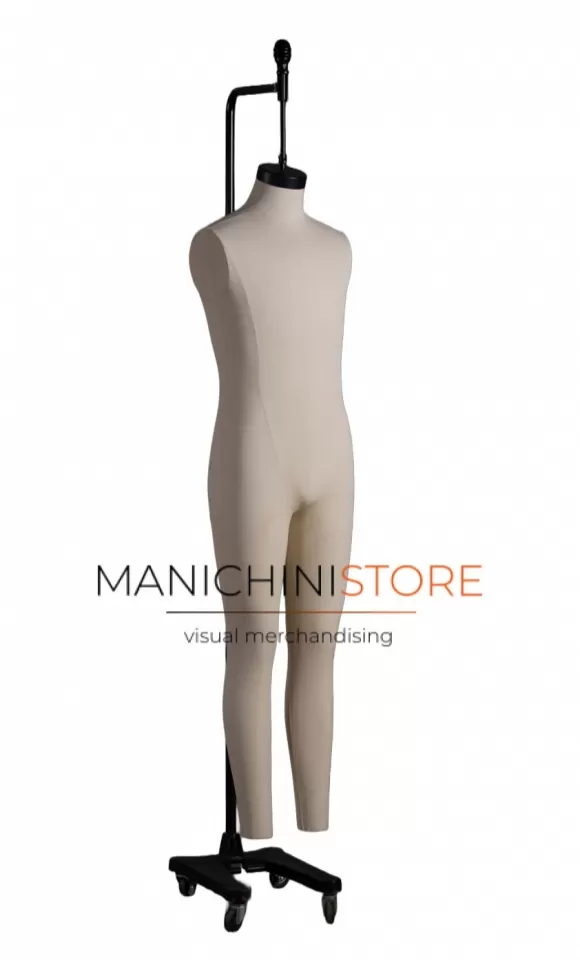 Manichino uomo sartoriale in lino "Tailormade" appeso con base in ghisa