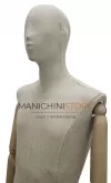 Manichino uomo Collezione ABSolute in ABS con busto e testa rivestiti e braccia legno