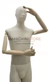 Manichino uomo Collezione ABSolute in ABS con busto e testa rivestiti e braccia legno
