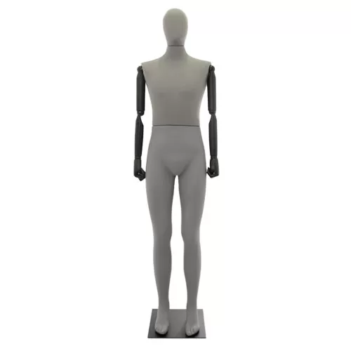 Manichino uomo Plastic Lycra con braccia in legno - grigio