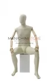 Manichino uomo Linen con braccia in legno seduto