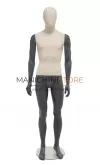 Noleggio manichino uomo testa uovo in Ecoplastic - grigio antracite rivestito in lino
