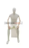 Manichino uomo in tessuto Sabbia con braccia in legno - Seduto