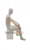 Manichino uomo in tessuto Sabbia con braccia in legno - Seduto