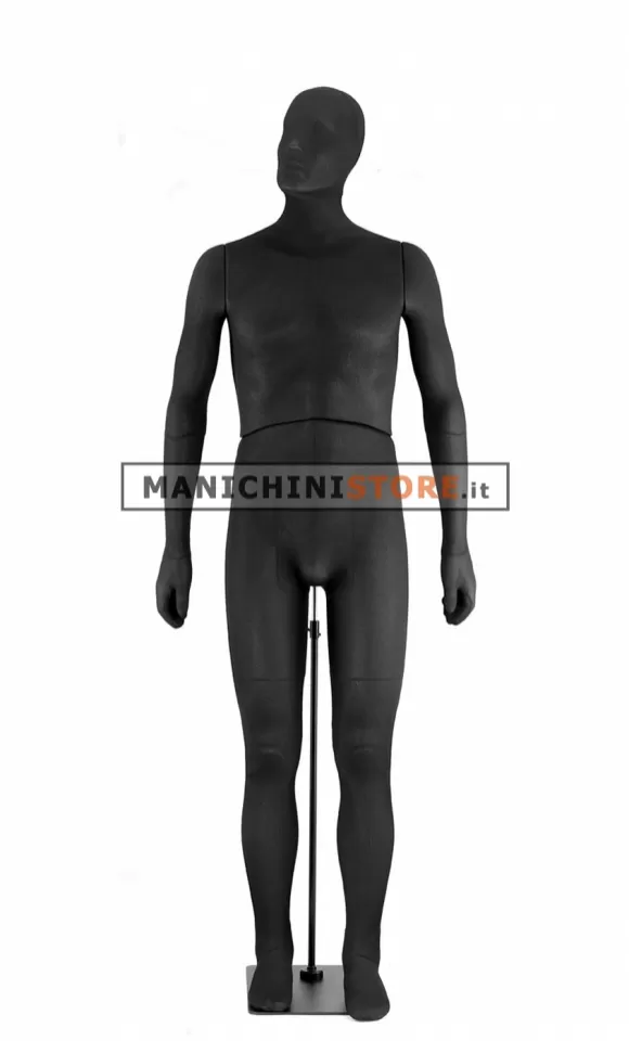 Manichino uomo snodato rivestito in tessuto