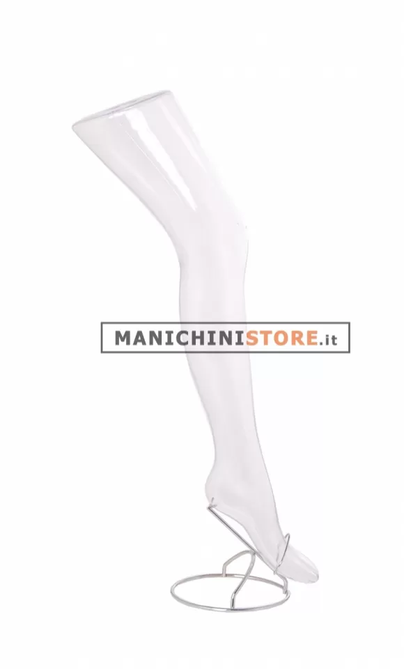 Gamba donna trasparente - espositore calze con piedistallo