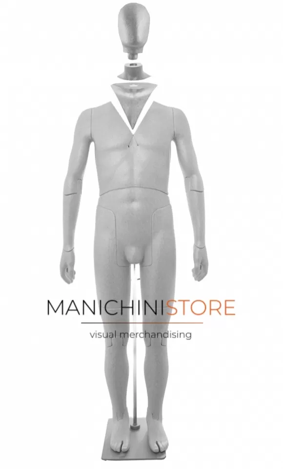 Manichino uomo snodato ricomponibile con testa a uovo - silver