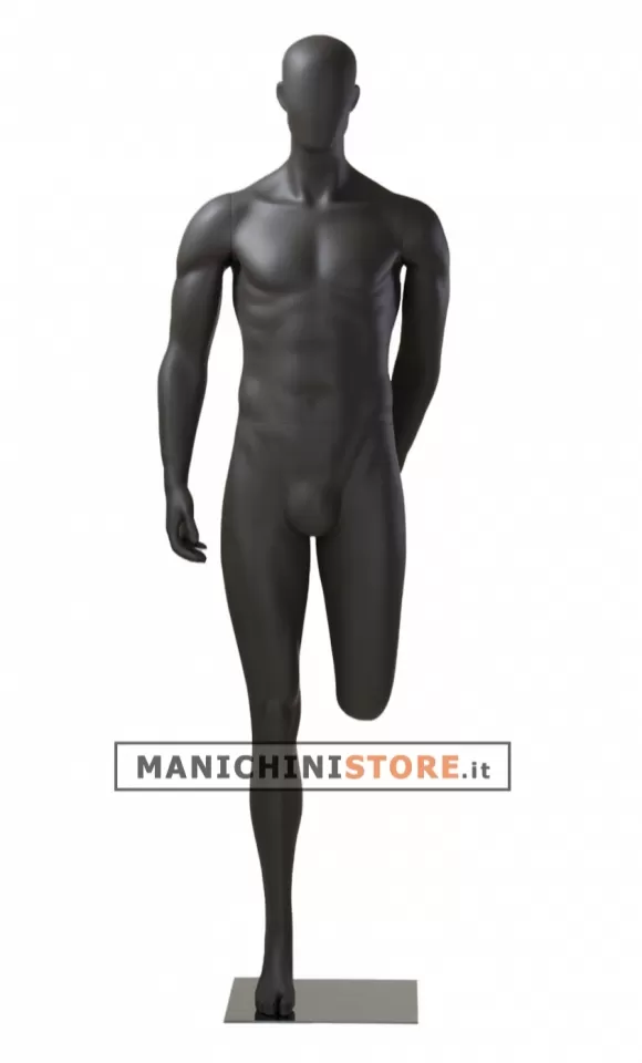 Manichino sportivo uomo dalla testa a uovo - stretching