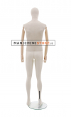 Manichino uomo in tessuto con braccia in legno