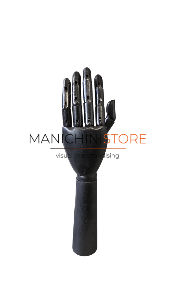 mano sinistra legno verniciata nero