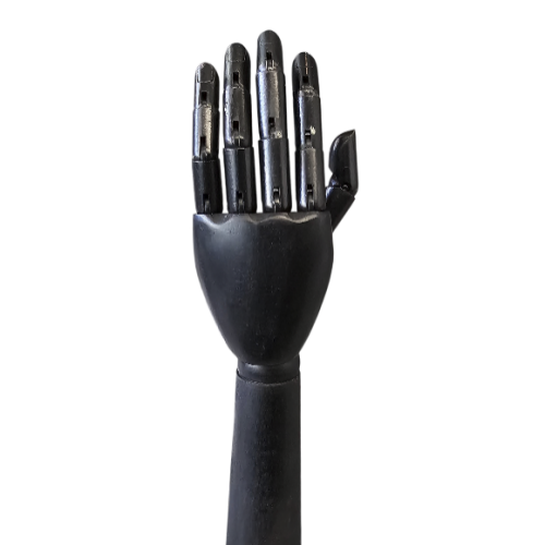 mano sinistra legno verniciata nero
