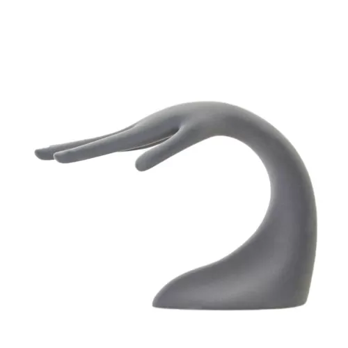 Mano curva portagioie in velluto grigio