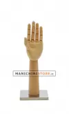 Mano da donna in legno naturale articolata con base cromata