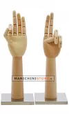 Mano da donna in legno naturale articolata con base cromata