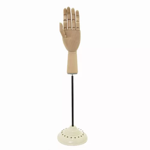 Mano articolata in legno con base