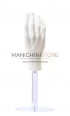 Mano uomo per guanti con base in plexiglass - bianca