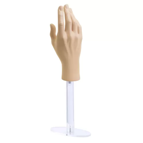 Mano uomo per guanti con base in plexiglass - color carne