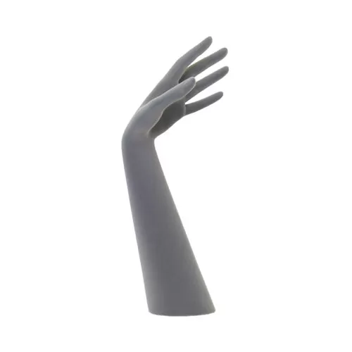 Mano portagioie in velluto grigio