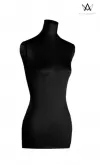 Back in Black busto lungo donna in satin nero con terminale rivestito