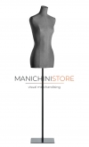 Busto donna in tessuto grigio con base quadrata