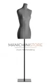 Busto donna in tessuto grigio con base quadrata