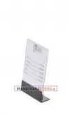 segnaprezzo con piego e plexiglas trasparente